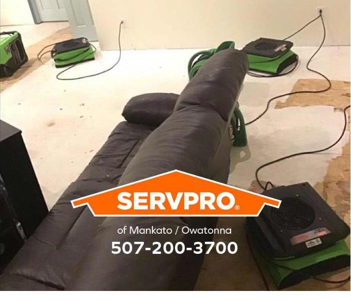 SERVPRO equipment is drying a flooded basement